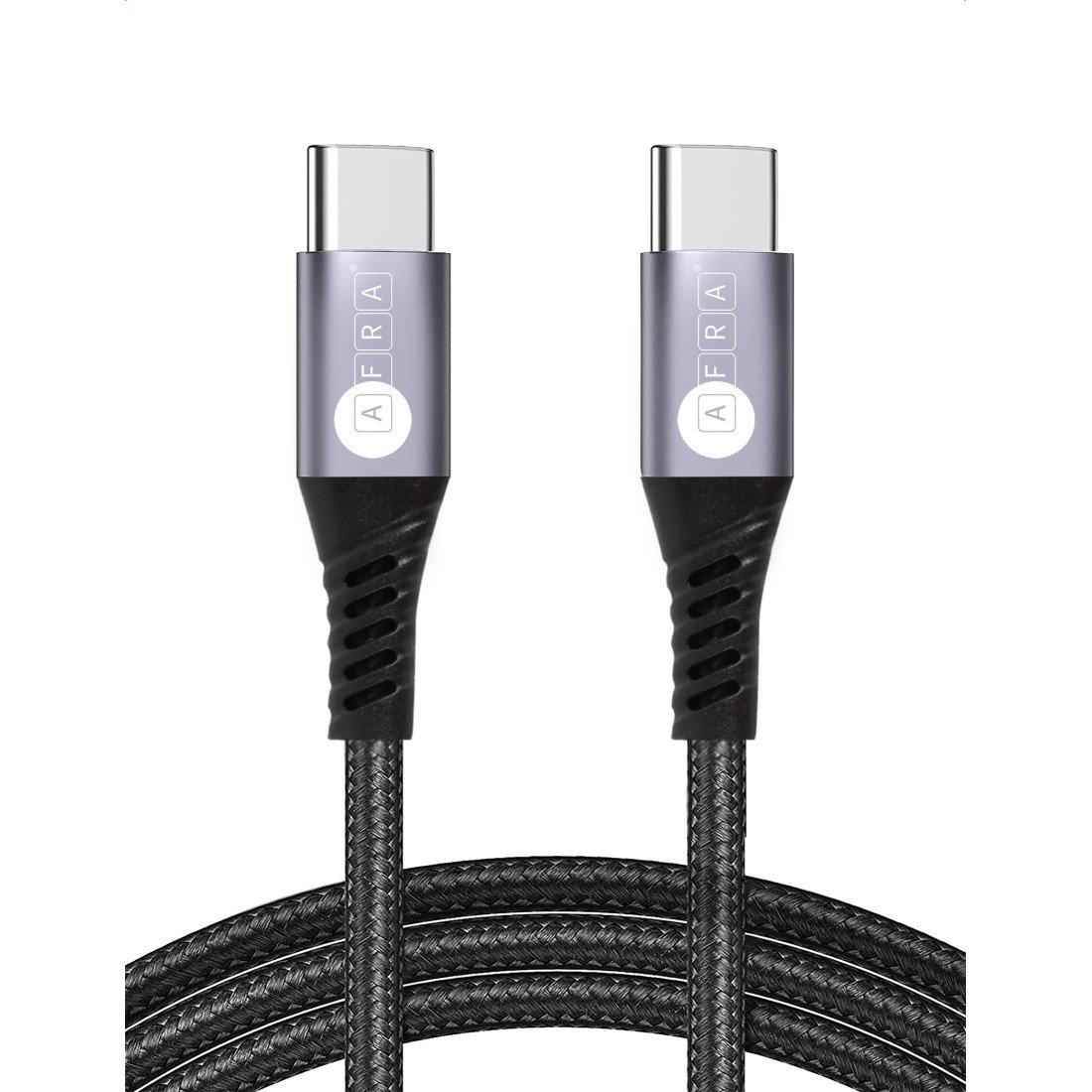 AFRA USB Charging Cable, 3A, 60W, Nylon-Braided Jacket, With Data Transmission, Type C, 1 meter length, Durable, Tangle Free
