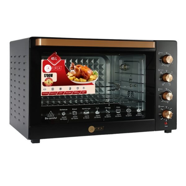 AFRA 45L Electric Oven Toaster – 1700W, Rotisserie, Convection, 7 Functions – AF-4517OTBK - Image 2