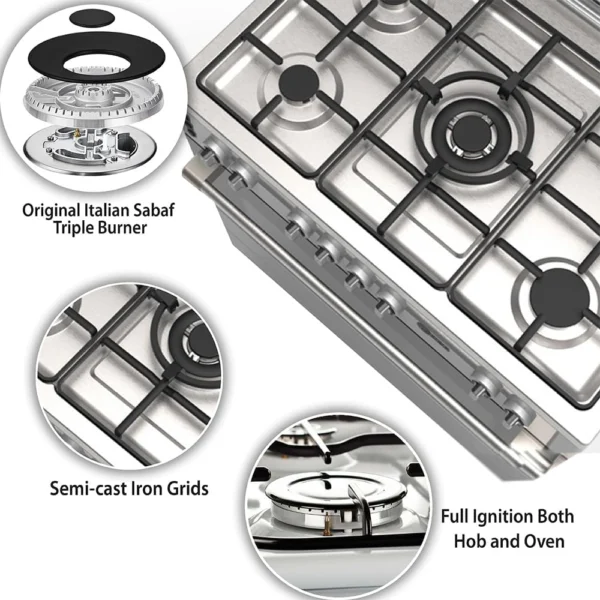 AFRA Free Standing Gas Oven 90x60cm – 5 Burners, Double Oven Burners, AF-90 - Image 8