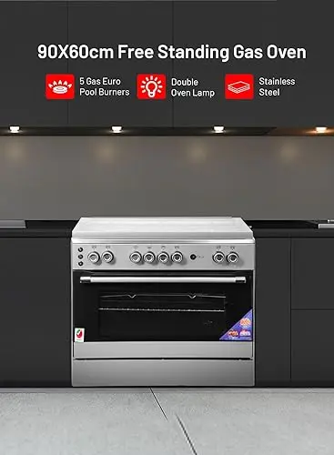 AFRA Free Standing Gas Oven 90x60cm – 5 Burners, Double Oven Burners, AF-90 - Image 3