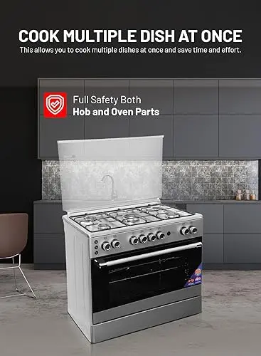AFRA Free Standing Gas Oven 90x60cm – 5 Burners, Double Oven Burners, AF-90 - Image 6