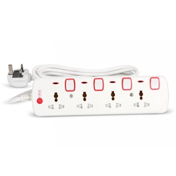 AFRA Extension Cord AF-004EXRD-10MT – 10M Cable, 4 Universal Sockets, 250V, Shockproof, 2-Year Warranty - Image 4