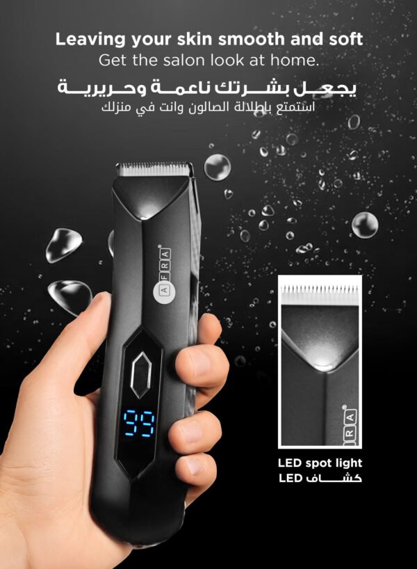 AFRA Rechargeable Hair Trimmer AF-0600HTBK – LED Display, USB Charging & IPX7 Waterproof - Image 10