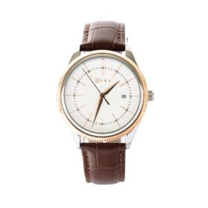 AFRA Elemental Gents Watch | Rose Gold Case | White Dial | Brown Leather Strap | AF11801
