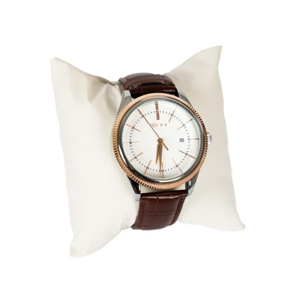 AFRA Elemental Gents Watch | Rose Gold Case | White Dial | Brown Leather Strap | AF11801 - Image 4