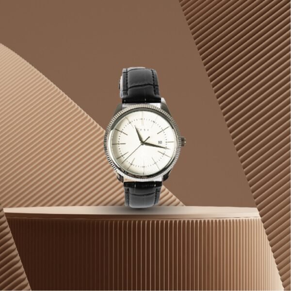 AFRA Elemental Gents Watch | Silver Case | White Dial | Black Leather Strap | AF11803 - Image 5