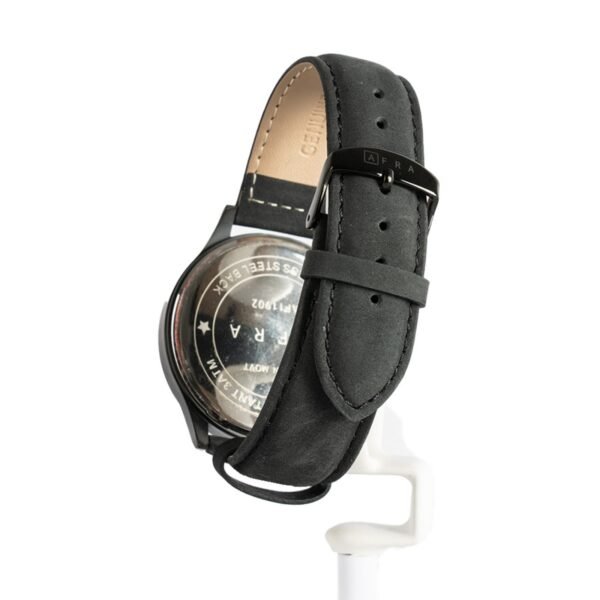 AFRA Elemental Gents Watch | Silver Case | Black Dial | Black Leather Strap | AF11804 - Image 4