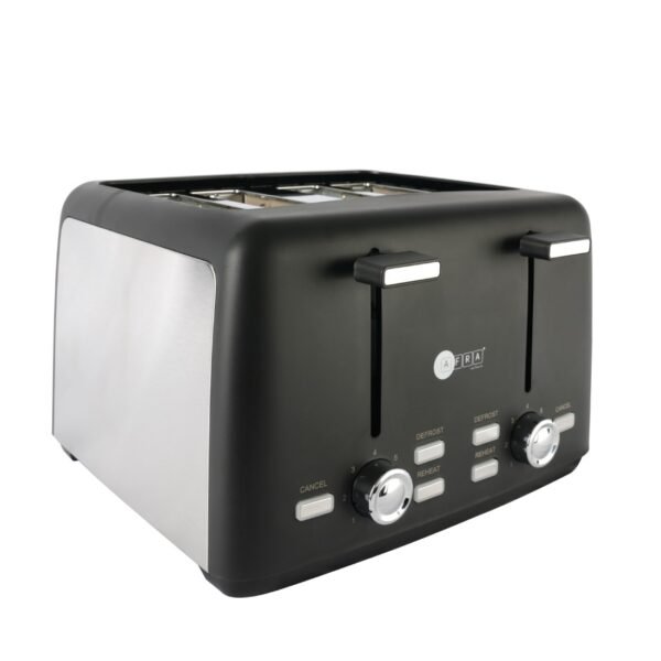 AFRA 4-Slot Electric Toaster 1600W – Browning, Reheat, Defrost, Matte Black – AF-24700TOBL - Image 4