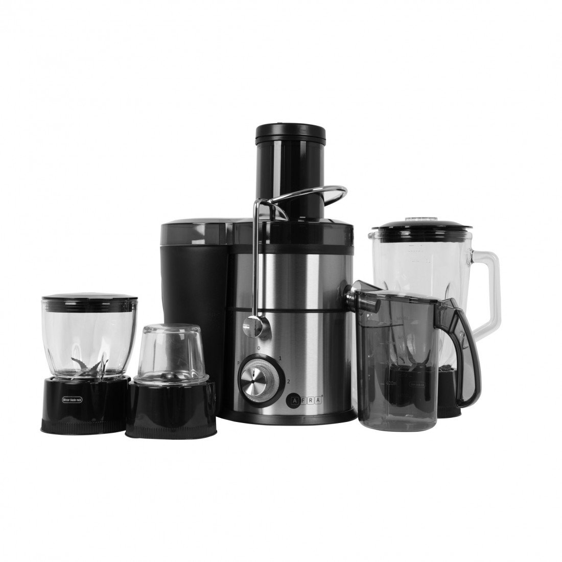 AFRA 4-in-1 Juicer & Blender, 1.5L Glass Jar, Meat Chopper, Grinder, 5 Speeds – AF-800JCBK - Image 2