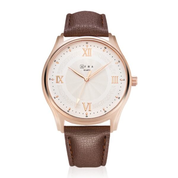 AFRA Maximus Gents Watch | Rose Gold Case | Leather Strap | 30m Water Resistant | AF10601 - Image 2