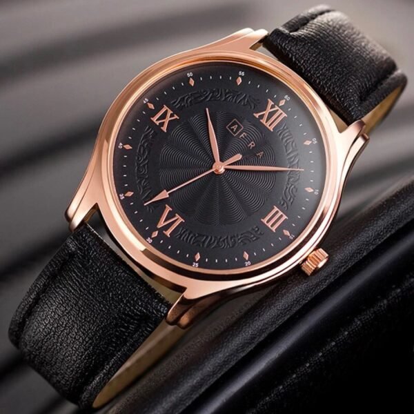 AFRA Maximus Gents Watch | Rose Gold Case | Leather Strap | 30m Water Resistant | AF10602 - Image 2