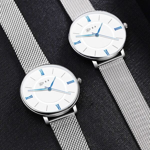 AFRA Ambrose Gents Watch | Silver Case | White Dial | Silver Mesh Bracelet | Model AF10901 - Image 3