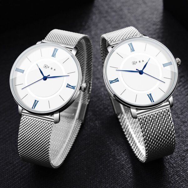 AFRA Ambrose Gents Watch | Silver Case | White Dial | Silver Mesh Bracelet | Model AF10901 - Image 2