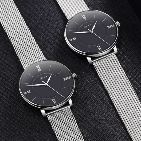 AFRA Ambrose Gents Watch | Silver Case | Black Dial | Silver Mesh Bracelet | Model AF10902 - Image 3