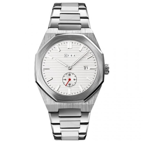 AFRA Octavian Gents Watch | Silver Case | White Dial | Silver Bracelet | Model AF11401