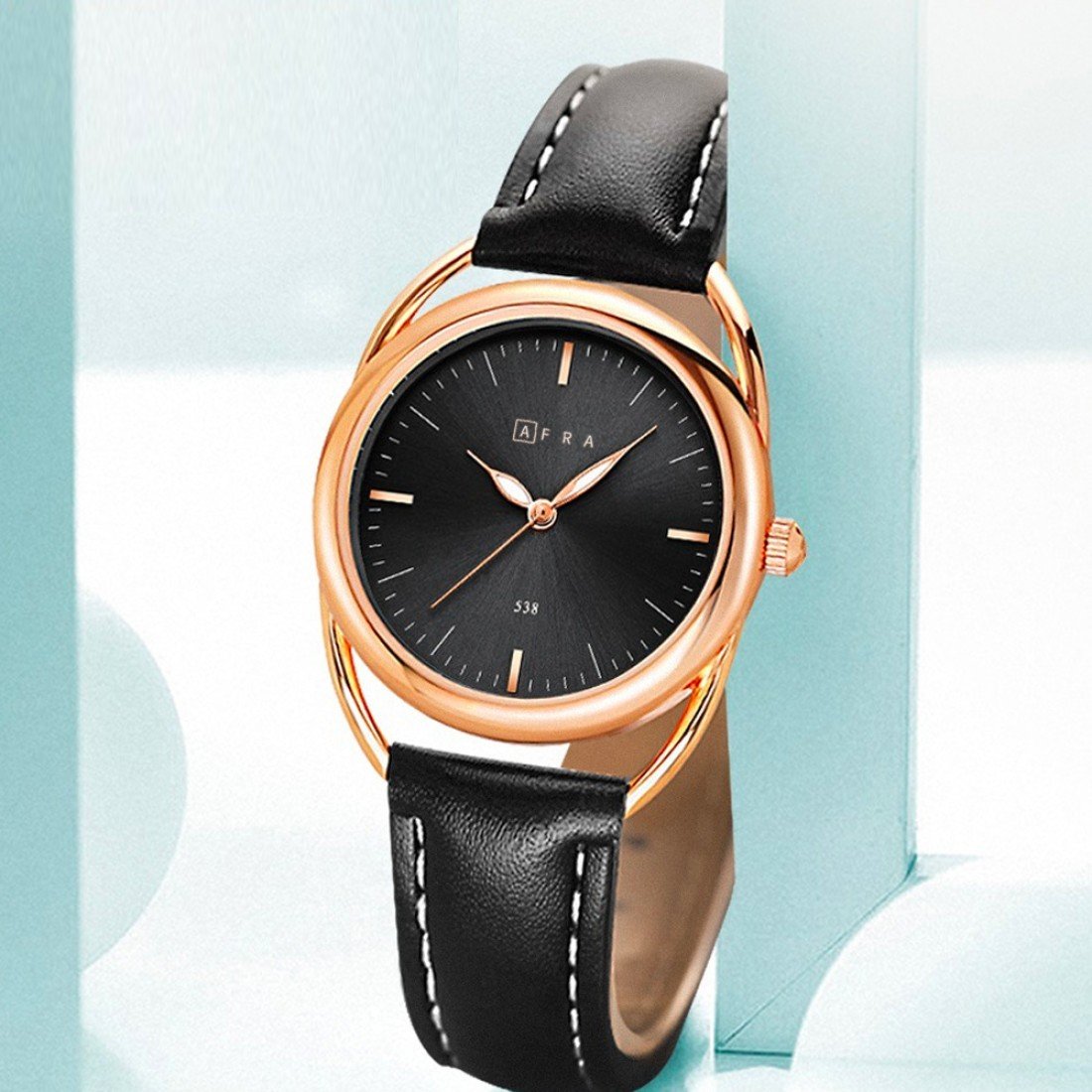 AFRA Carina Ladies Watch | Lightweight Rose Gold Case | Leather Strap | Water Resistant 30m | AF20103 - Image 3