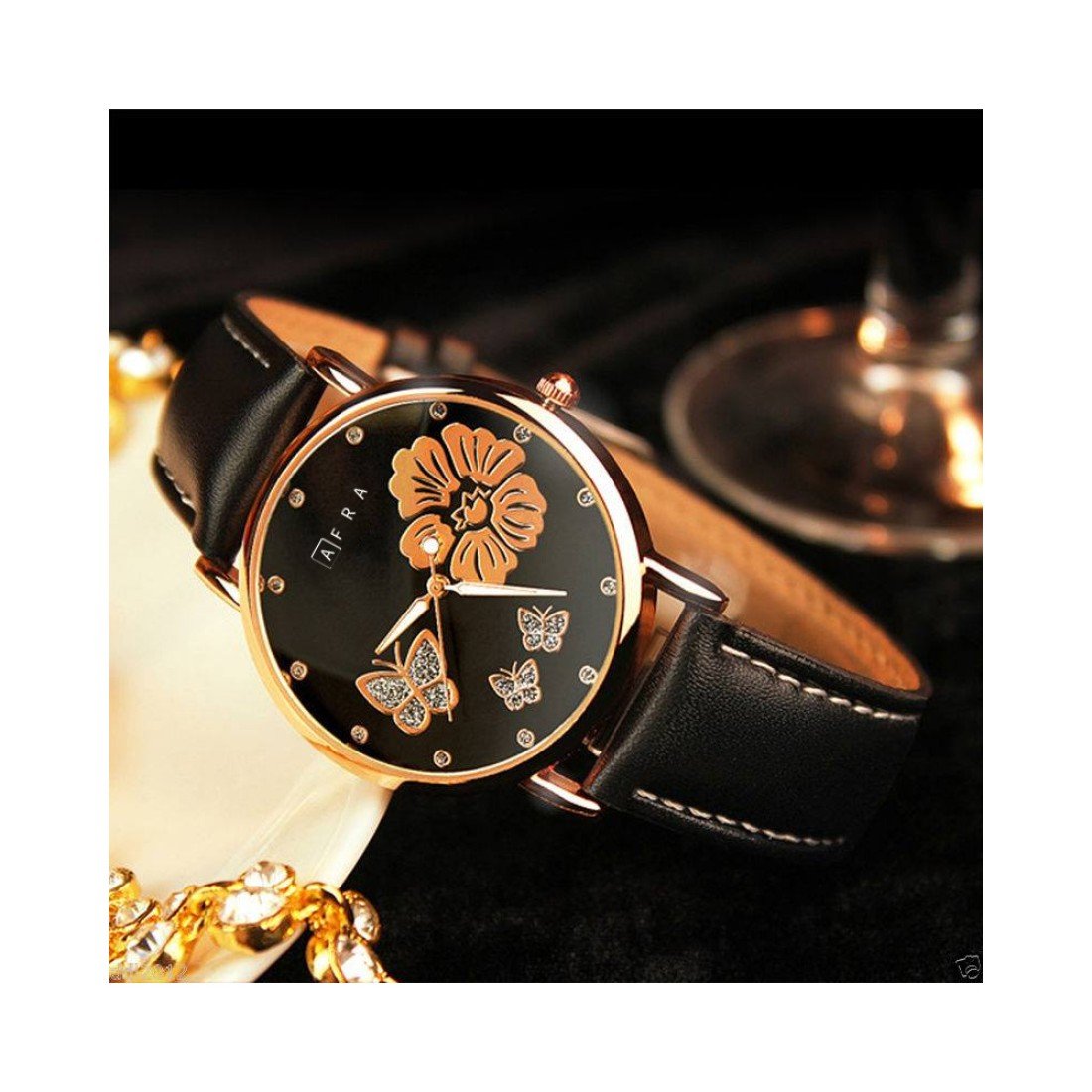 AFRA Elanor Ladies Watch | Lightweight Rose Gold Case | Leather Strap | Water Resistant 30m | AF20202 - Image 3