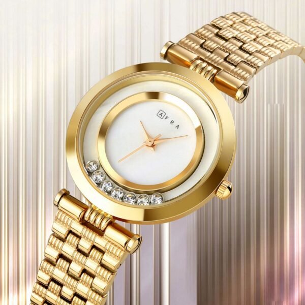 AFRA Ballare Ladies Watch | Gold Case | White Dial | Gold Bracelet | Elegant Timepiece | AF20402 - Image 3
