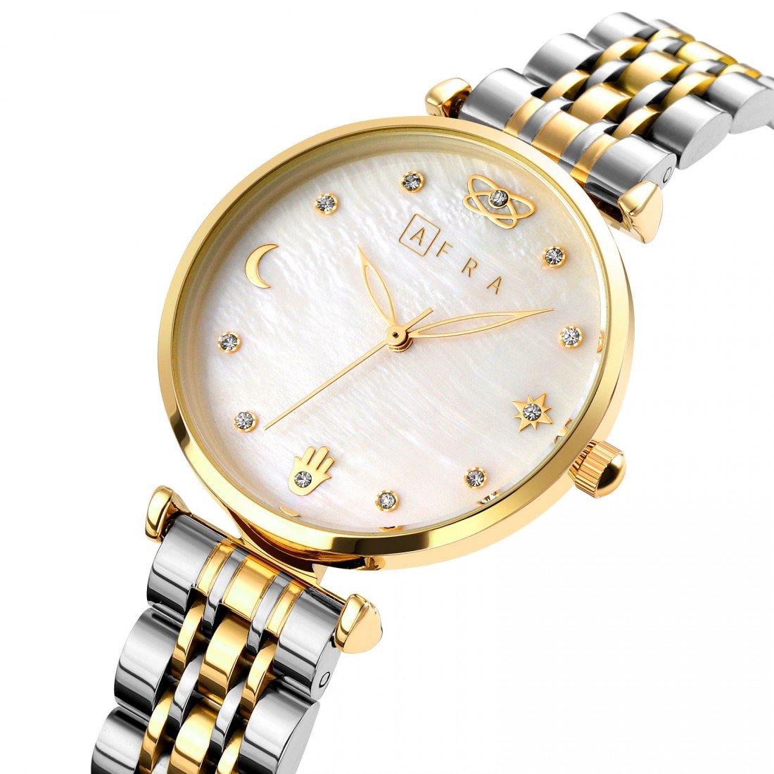 AFRA Luna Ladies Watch | Gold & Silver Case | White MOP Dial | Two-Tone Bracelet | AF20502 - Image 4