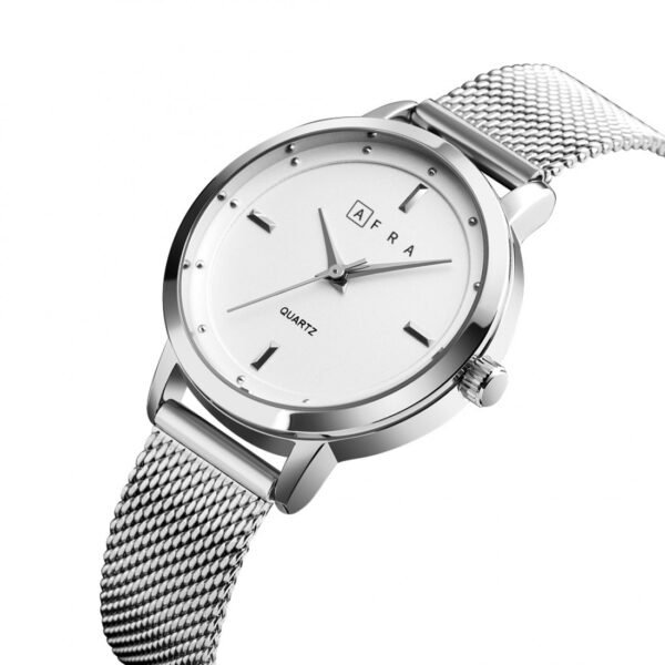 AFRA Avril Ladies Watch | Silver Case | White Dial | Silver Mesh Bracelet | AF21801 - Image 3