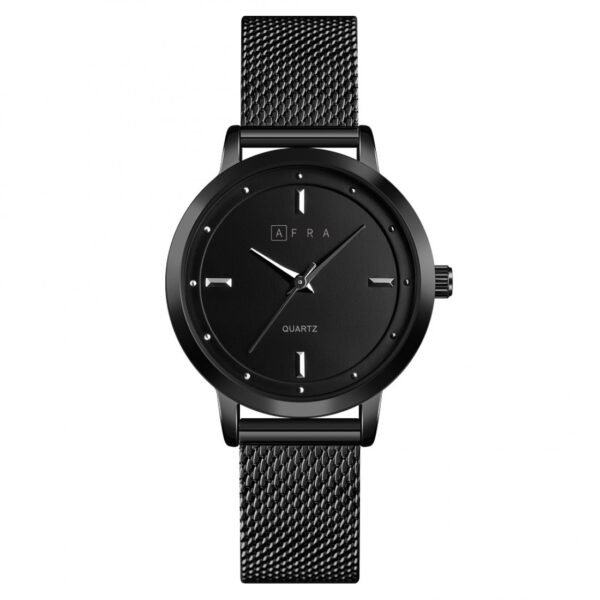AFRA Avril Ladies Watch | Black Case | Black Dial | Black Mesh Bracelet | Elegant Timepiece | AF21803