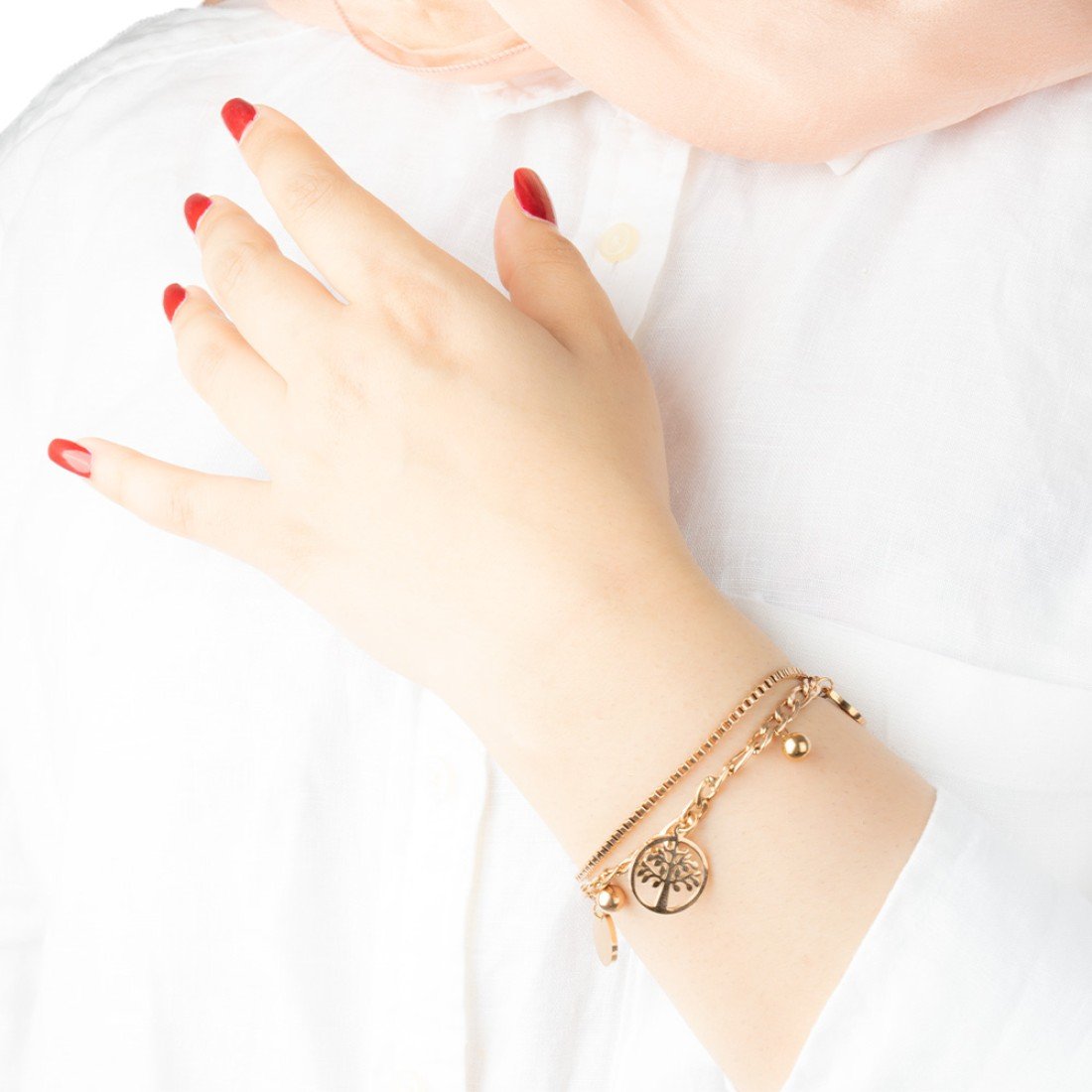 AFRA JEW Tree Bracelet | Rose Gold Stainless Steel | Tree of Life Charm | Elegant Symbolic Jewelry | AFJ12004B - Image 4