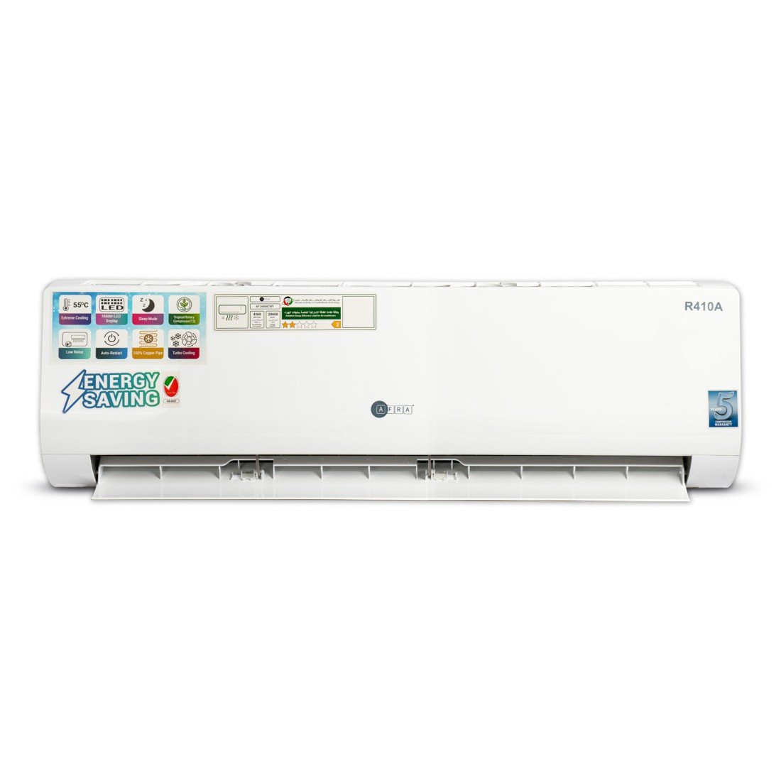 AFRA 2 Ton Wall Split Air Conditioner - Extreme Cooling, Hidden LED Display, Pure Copper Wire, Low Noise - Intelligent Defrost, Turbo Cooling, AF-2400ACWT, 5-Year Compressor Warranty