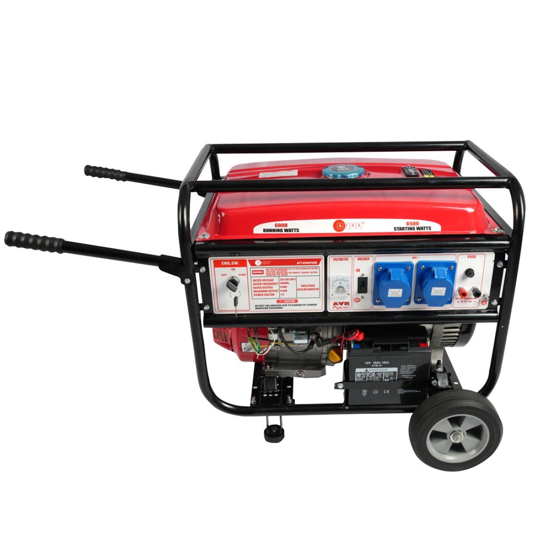 AFRA AFT-6500PGRD Gasoline Generator | 6.5KW Max Output, Recoil & Electric Start, Low Noise