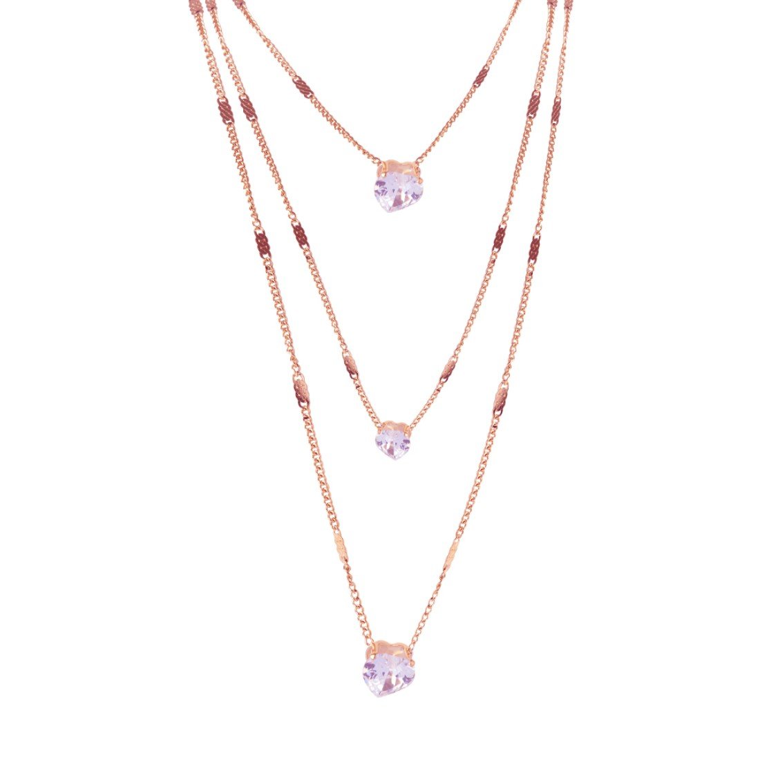AFRA JEW Jewel Necklace | Rose Gold Stainless Steel | Elegant Sparkling Pendant | AFJ40002N