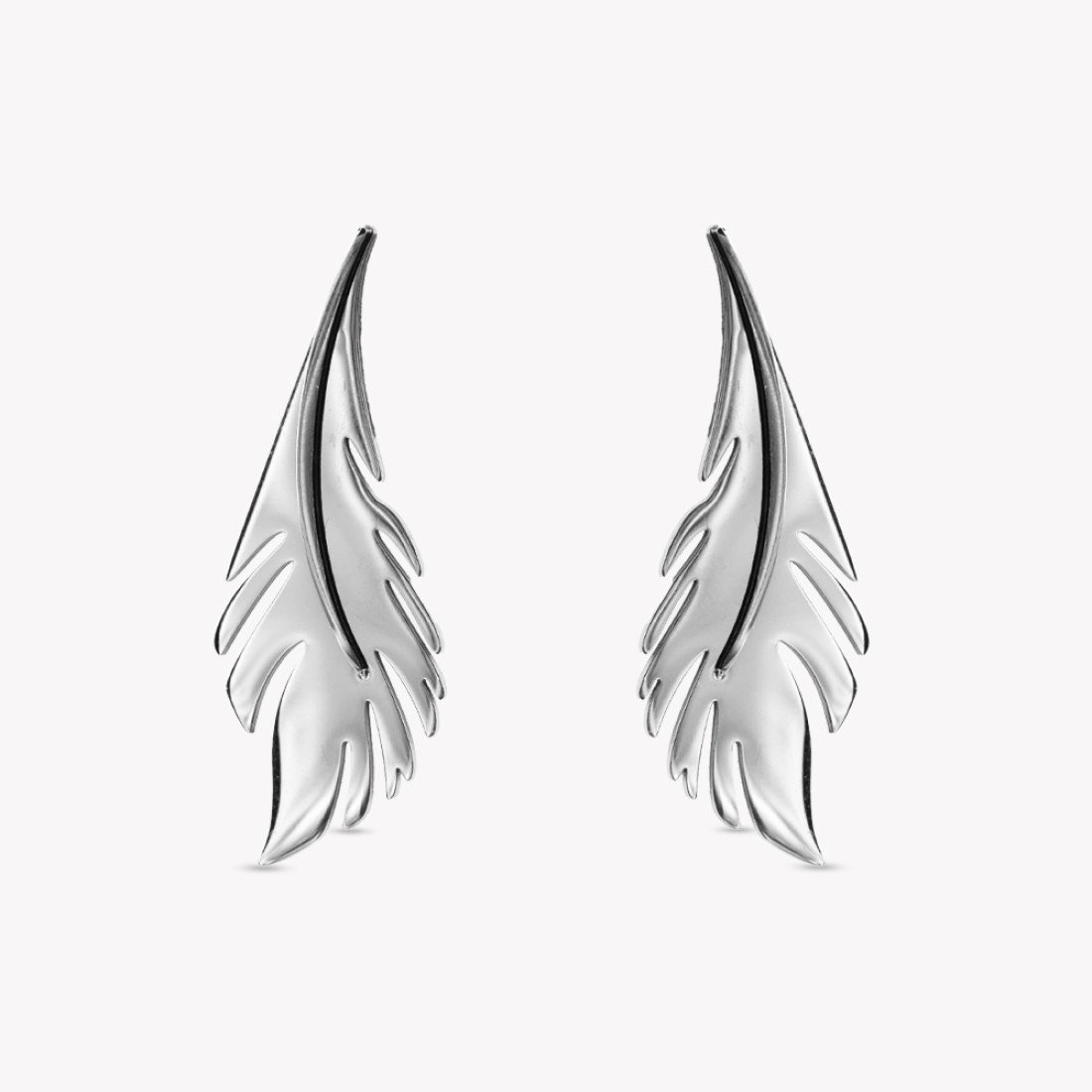 AFRA JEW Palmette Earrings | Silver Stainless Steel | Leaf-Inspired Design | AFJ15005E