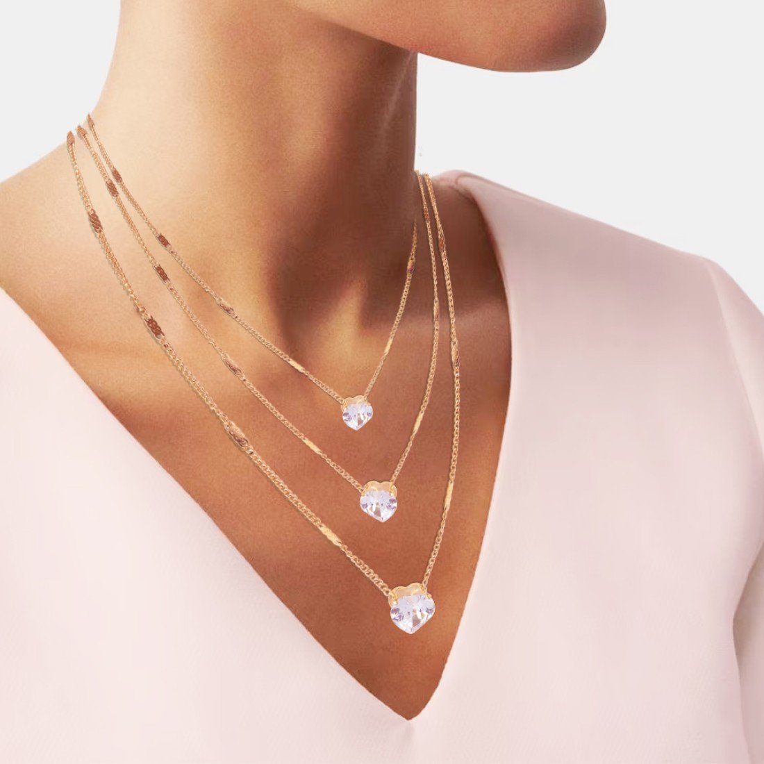 AFRA JEW Jewel Necklace | Rose Gold Stainless Steel | Elegant Sparkling Pendant | AFJ40002N - Image 2