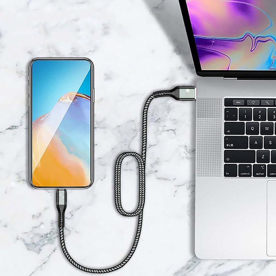 AFRA USB Charging Cable AF-0003TYPC – 2.4A, Nylon-Braided, USB A to Type-C, Tangle-Free & LED - Image 5