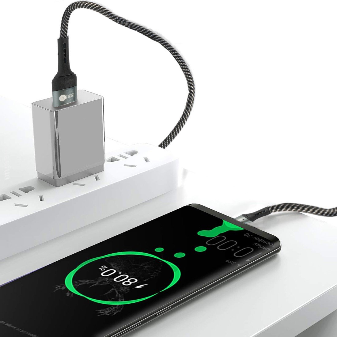 AFRA USB Charging Cable AF-0003TYPC – 2.4A, Nylon-Braided, USB A to Type-C, Tangle-Free & LED - Image 4