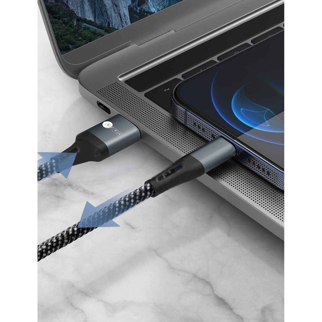 AFRA USB Charging Cable AF-0003LIGC – 2.4A, Nylon-Braided, USB A to iPhone Lightning, Durable - Image 5