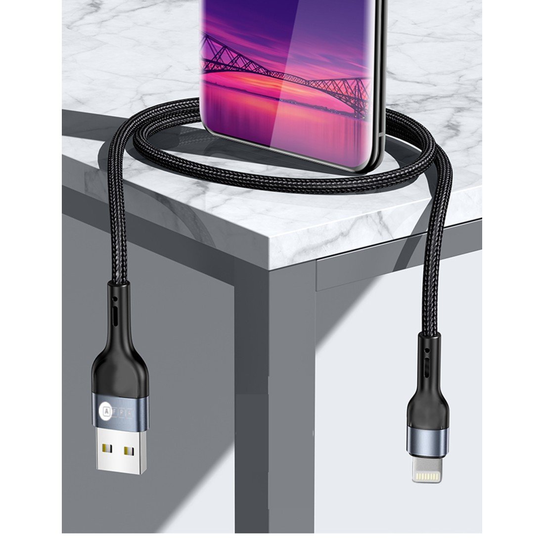 AFRA USB Charging Cable AF-0003LIGC – 2.4A, Nylon-Braided, USB A to iPhone Lightning, Durable - Image 6