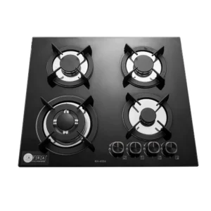 AFRA Gas Hob - Four Burner, 7mm Tempered Glass, Auto Ignition, Black