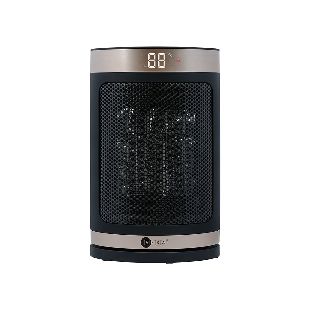 AFRA Ceramic Heater - 1500W, PTC Heating, LED Display with Remote, Black