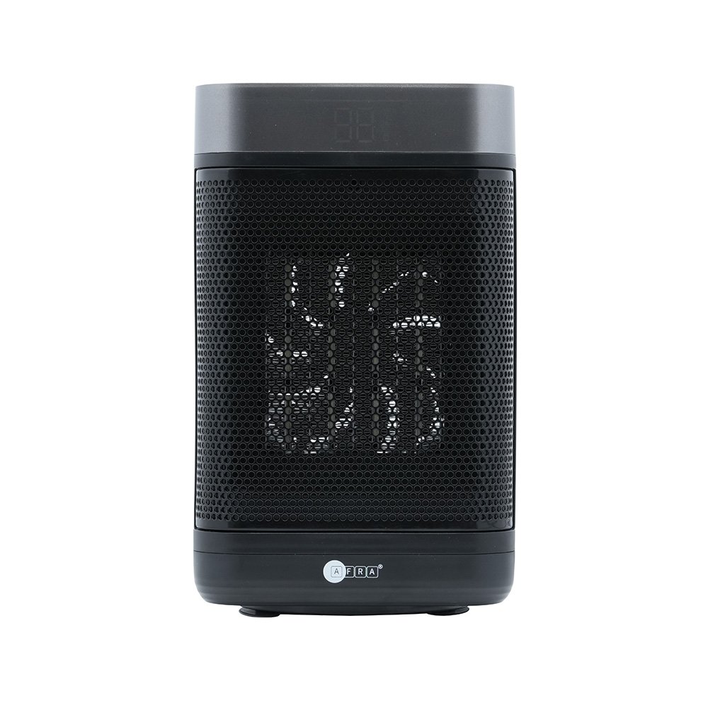 AFRA Ceramic Heater - 1500W, PTC Heating, LED Display with Remote, Black